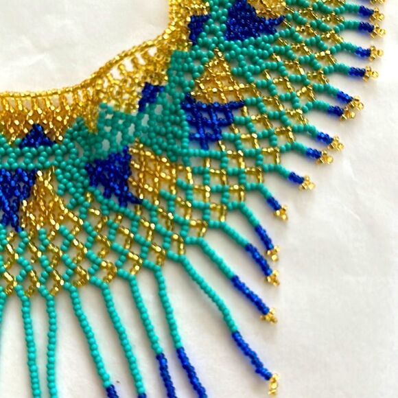 Boho Seed Bead Fringe Choker Handmade in Honduras - Picture 2 of 5